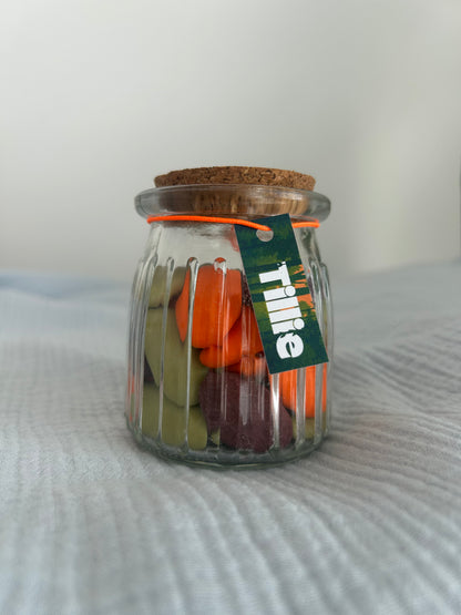 Glazen potje met kurk geribbeld